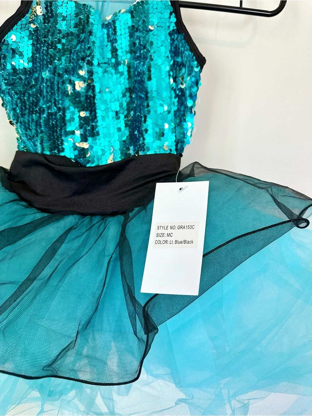 NWT Teal Sequin Tulle Dance Costume - Size: MC